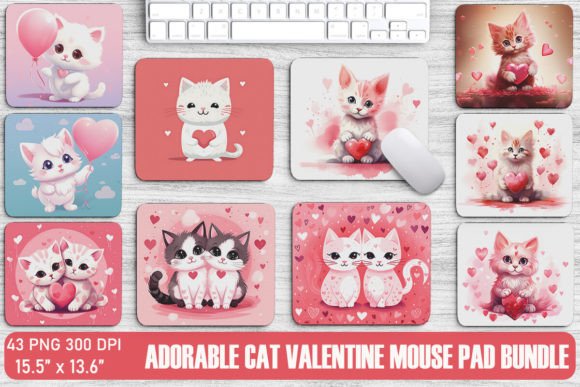 Adorable Cat Valentine Mouse Pad Graphics and Backgrounds