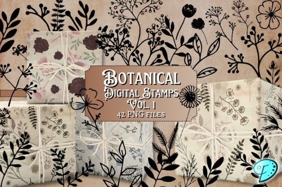 Botanical Digi Stamps Vol. 1 PNG: Graphics for Decorative Elements