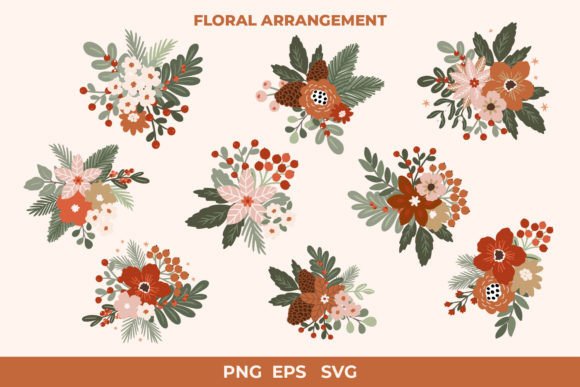 Christmas Bouquet PNG, EPS, SVG Set for Graphics and Illustrations