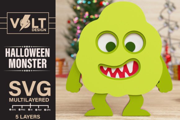 Cute Halloween Monster 3D Svg Papercut for Shapes