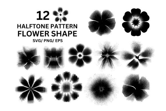 Halftone Flower Delight Digital Pattern for Graphics & Illustrations