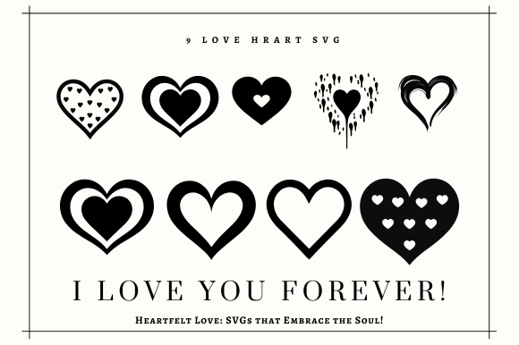 Hearts Aflutter 9 Love Heart SVGs for Graphics and Crafts