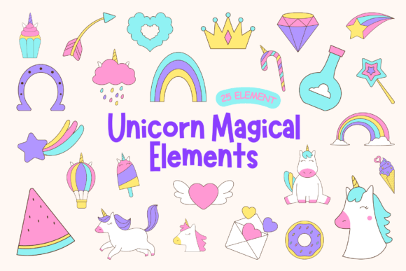 Magical Unicorn Elements: Graphics & Illustrations for Fantasy Branding