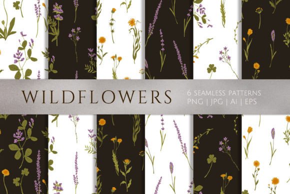 Seamless Patterns with Wildflowers: Fresh Graphics and Illustrations for Branding