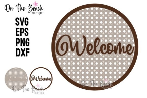 Welcome Rattan Pattern Round Sign SVG for Crafts and Graphics
