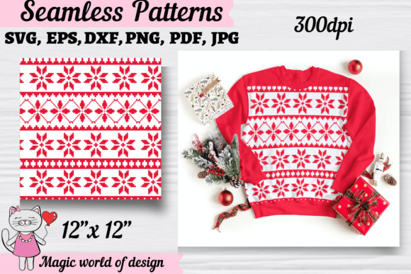 Winter Knitted Christmas Sweater Pattern Graphics for Crafts